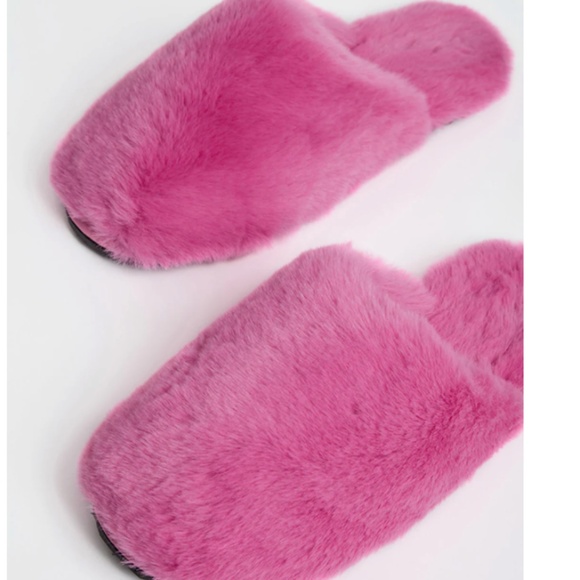Apparis Melody Faux Fur Slippers Raspberry Size 7 - Picture 3 of 9